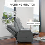 HOMCOM Electric Riser and Recliner with 8 Vibration Massage, PU Leather Power Lift Recliner Chair for Living Room with Side Pockets, Footrest, Grey
