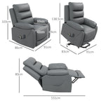 HOMCOM Electric Riser and Recliner with 8 Vibration Massage, PU Leather Power Lift Recliner Chair for Living Room with Side Pockets, Footrest, Grey