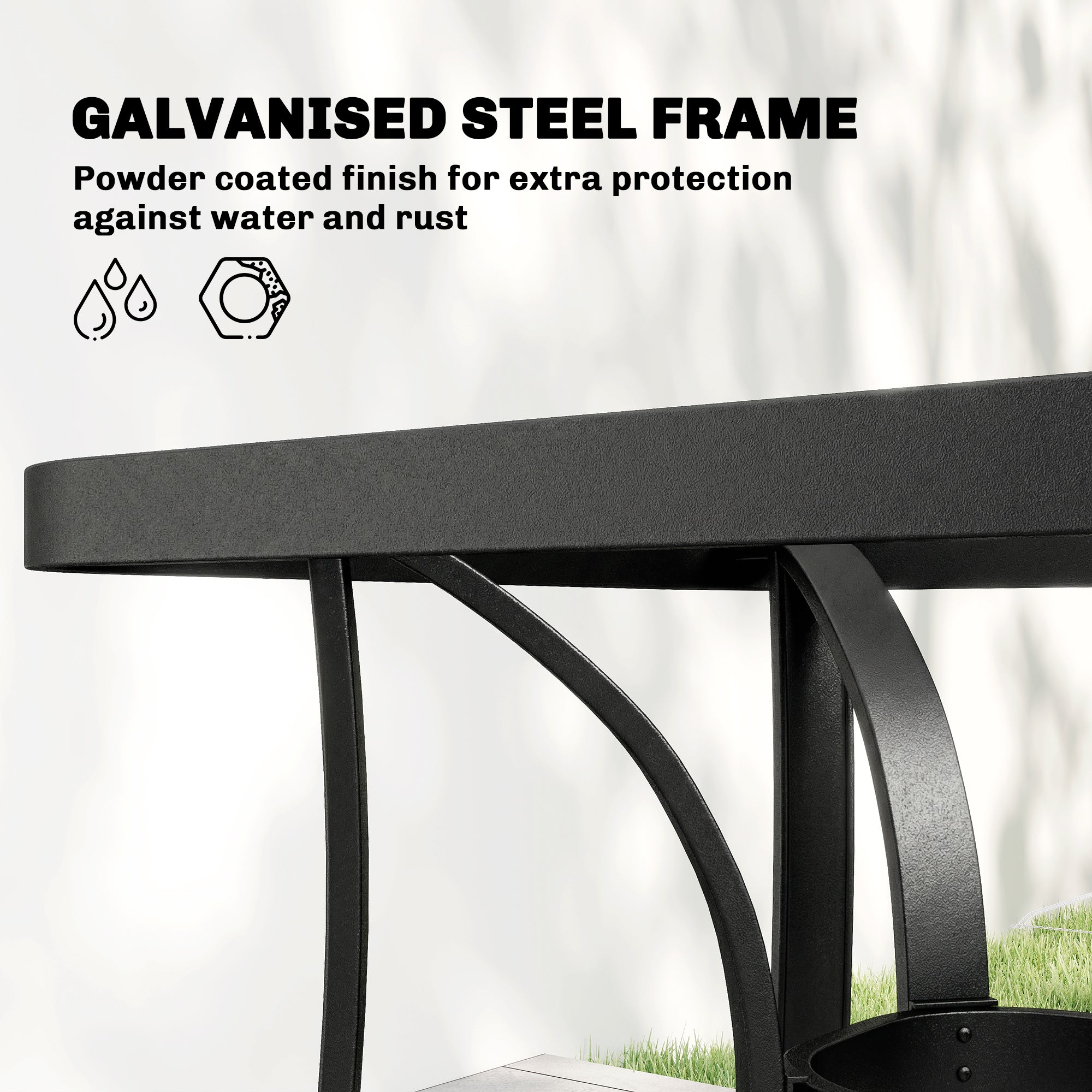 Outsunny Garden Dining Set for 4 with Umbrella Hole, Stackable Chairs and Rectangular Glass-Top Outdoor Table, Light Grey