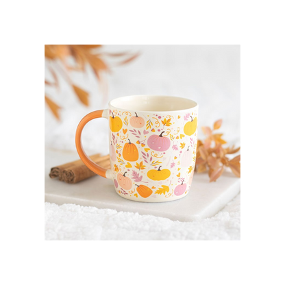 Pink and Orange Pumpkin Print Mug