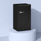 Under Counter Fridge, 85L Small Retro Refrigerator with Chiller Box, Adjustable Thermostat, Glass Shelves, Black