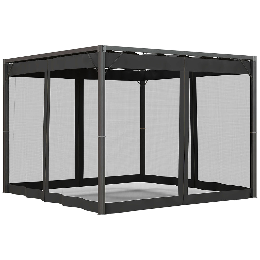 Outsunny 3 x 3m Aluminium Frame Pergola, with Retractable Roof - Dark Grey