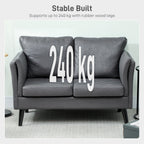 HOMCOM Two-Seater Leathaire Sofa - Grey