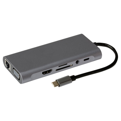 Maplin USB-C Multiport Hub 4x USB-A, HDMI, RJ45, USB-C PD, VGA, SD Card Reader
