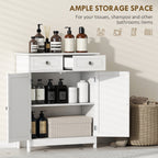kleankin 75x60cm Freestanding Bathroom Storage Cabinet Unit w/ 2 Drawers Cupboard Adjustable Shelf Metal Handles Traditional Style White