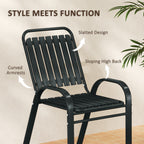 Outsunny 3 Pieces Patio Bistro Set with Stackable Chairs, Tempered Glass Table, for Outdoor, Balcony, Patio, Garden Charcoal Grey