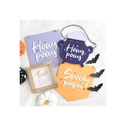 Purple Hocus Pocus Hanging Sign