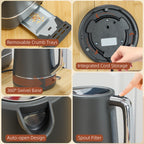 Kettle and Toaster Set, 1.7L 3000W Fast Boil Kettle & 2 Slice Toaster Kitchen Set with 6 Level Browning Controls, Defrost, Reheat, Grey