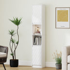 HOMCOM Narrow Bathroom Cabinet, Slim Bathroom Storage Unit with Open Compartment, Freestanding Storage Cupboard with Adjustable Shelves for Small Spaces, 30 x 24 x 170 cm, White