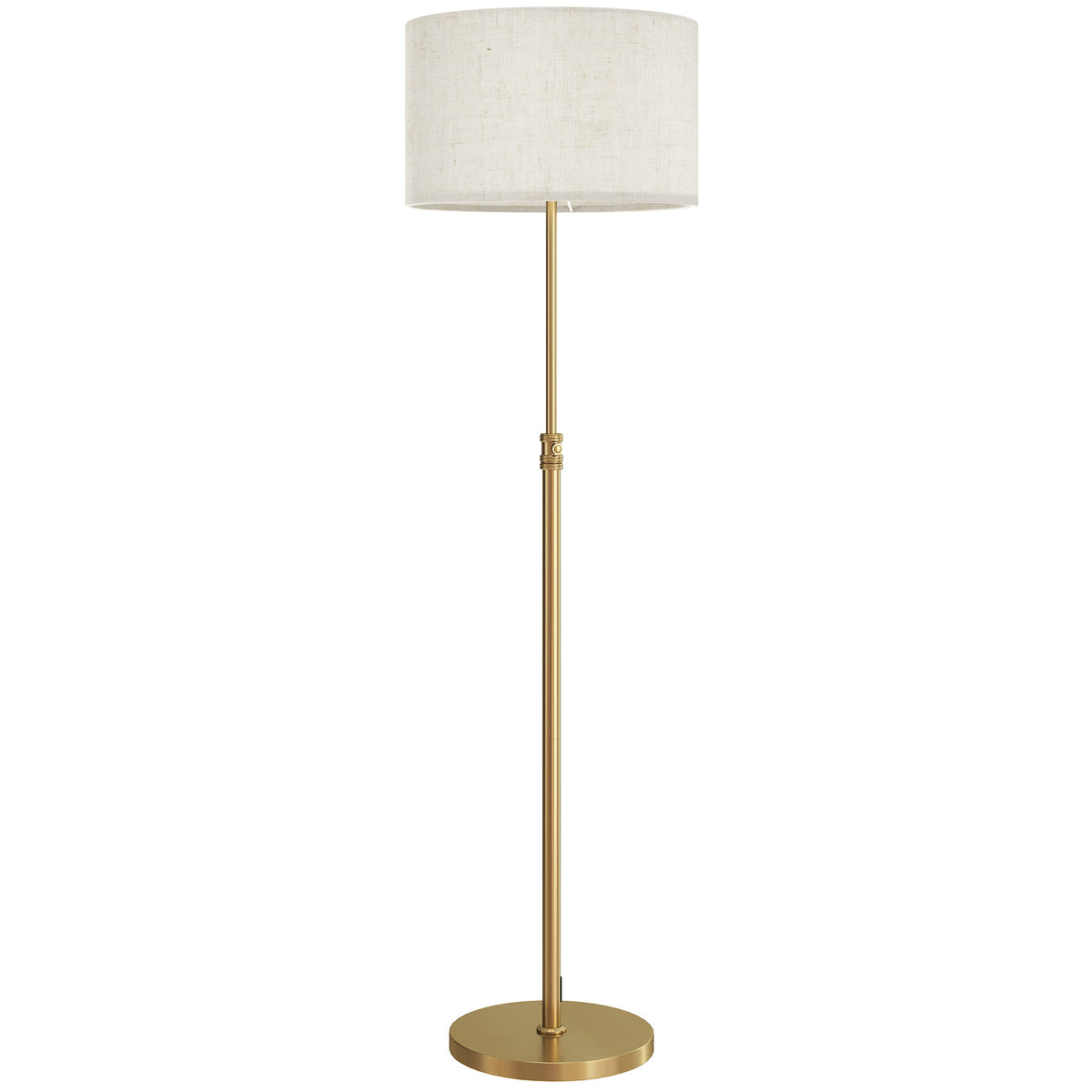 Floor Lamp with Remote, Height Adjustable Standing Lamp with Linen Shade, Dimmable with 3000K-6000K Adjustable Colour Temperatures, Foot Switch for Living Room Bedroom Office, Gold Tone