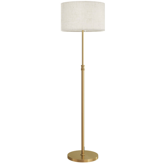 Floor Lamp with Remote, Height Adjustable Standing Lamp with Linen Shade, Dimmable with 3000K-6000K Adjustable Colour Temperatures, Foot Switch for Living Room Bedroom Office, Gold Tone