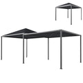 Outsunny 3 x 6m Garden Gazebo with Extendable Awning and Wheels, UPF30+ Metal Gazebo Canopy Shelter for BBQ, Dark Grey