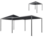 Outsunny 3 x 6m Garden Gazebo with Extendable Awning and Wheels, UPF30+ Metal Gazebo Canopy Shelter for BBQ, Dark Grey