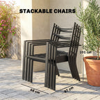 Outsunny 5 Pieces Outdoor Dining Set with Cushions, Garden Dining Set for 4 with Square Table and Stackable Chairs
