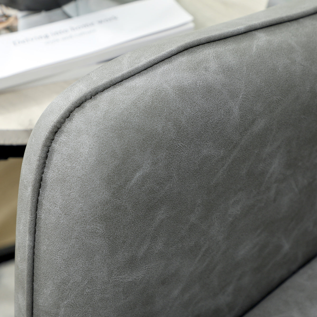 Faux Leather Marble-Effect Two-Seater Sofa - Grey
