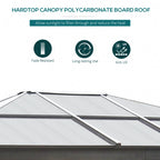 Outsunny 3 x 3.6(m) Hardtop Gazebo Canopy with Polycarbonate Roof and Aluminium Frame, Garden Pavilion, Brown