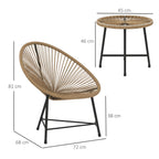 Outsunny 3 Pieces Rattan Bistro Set, Garden Bistro Set with Acapulco Chairs and Glass Top Table, Small Garden Furniture Set with Reinforced Metal Frame for Outdoor, Patio, Balcony, Natural