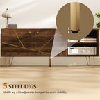 TV Stand Cabinet for up to 60 Inch TV, Modern 130cm TV Unit with Adjustable Shelves and Hairpin Legs, Double Door TV Cabinet for Living Room, Bedroom, Brown