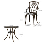 Outsunny 5 Pieces Garden Dining Set for 4, Cast Aluminium Outdoor Dining Set with 4 Armchairs and Round Dining Table with Parasol Hole, Garden Furniture Bistro Set, Bronze Tone