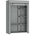 Fabric Wardrobe w/ Shelves Hanging Rail Foldable Wardrobe Light Grey