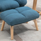 HOMCOM Recliner Chair with Footstool, Recliner Armchair with Adjustable Backrest, Thick Cushion and Wooden Legs, Blue