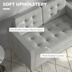 HOMCOM 2 Seater Storage Sofa, Fabric Couch with Hidden Under Seat Storage, Thick Cushions, Compact Space Saving Settee with Rubberwood Legs for Living Room, Apartment, Light Grey