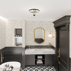 Crystal Chandelier Ceiling Light with 168 Octagonal Beads, Vintage 2-Light Flush Mount Ceiling Light for Living Room, Bedroom, Hallway, Dining Room, Black