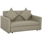 HOMCOM 2 Seater Sofa Bed with Hidden Storage, Pull Out Convertible Bed Settee, Modern Snow Flannel Loveseat Sofa Sleeper with 2 Cushions for Living Room, Guest Room, Light Brown