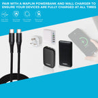 Maplin USB-C to USB-C 60W PD Braided Cable - Black