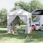 Outsunny 2 x 2 m Garden Pop Up Gazebo, Wedding Party Tent Marquee, Water Resistant Awning Canopy with Sidewalls, Windows, Carry Bag, White
