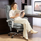 HOMCOM Faux Leather Office Chair, with Inflatable Lumbar - Grey