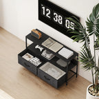 TV Stand Cabinet with 2 Foldable Drawers - Black