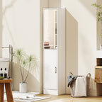 kleankin Tall Bathroom Cabinet with Mirror and Adjustable Shelf - White