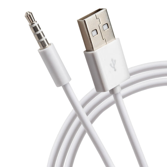 Maplin USB-A to 3.5mm Aux Stereo 3 Pole TRRS Jack Plug Cable - White, 1.2m