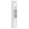 kleankin Tall Bathroom Storage Cabinet with Mirror, Freestanding Floor Cabinet Tallboy Unit with Adjustable Shelves, White