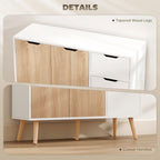 HOMCOM Sideboard Floor Standing Storage Cabinet with Drawer for Bedroom, Living Room, Home Office, Natural