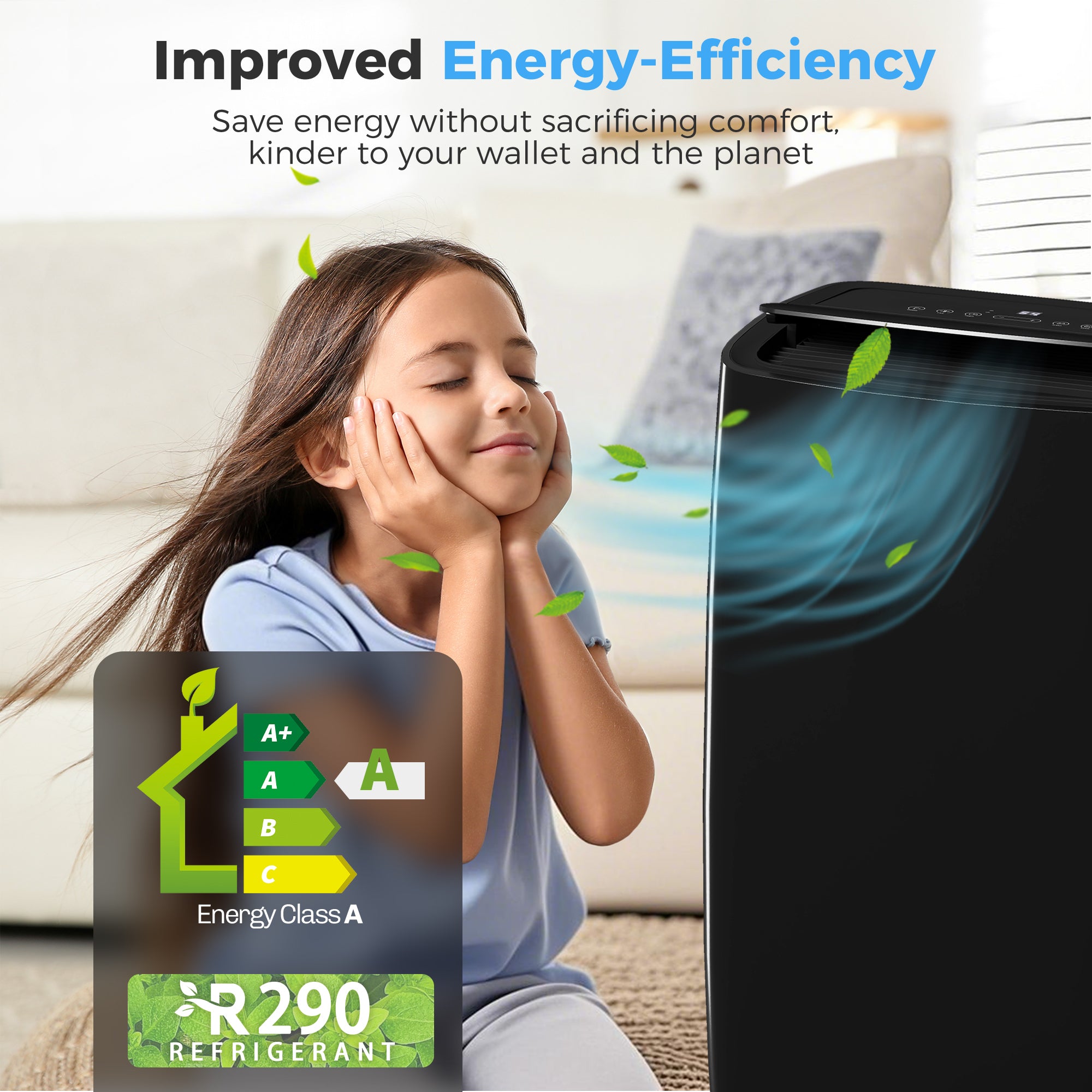 Portable Air Conditioner 14000 BTU, 4-in-1 Air Conditioning Unit, Dehumidifier, Cooling, Fan, Child Lock, 40m²
