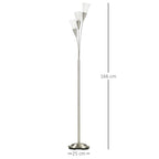 Modern Standing Lamp, 3-Light Upright Floor Lamps for Living Room, Silver Tone