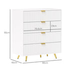 HOMCOM Elegant Four-Drawer Bedside Table - White