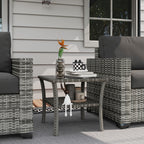 Outsunny Two-tier PE Rattan Square Coffee Table - Grey