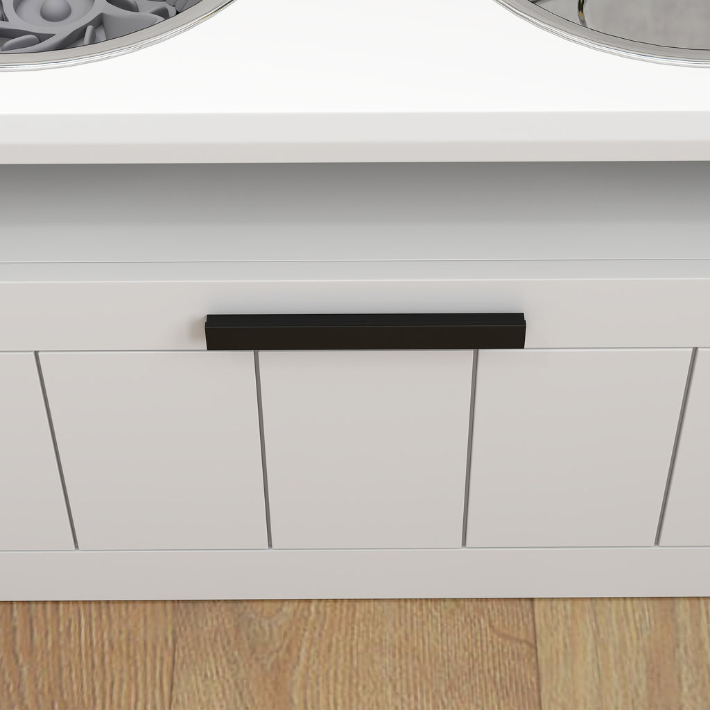 PawHut Raised Dog Bowl with Slow Feeder, Two Stainless Steel Dog Bowls, Drawer, for Large and Extra Large Dogs, White