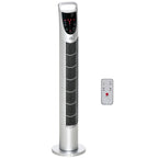 31 Inch Bladeless Oscillating Tower Fan with 70° Oscillation, Remote Control, 7.5H Timer, 3 Speed 3 Modes, Electric Floor Standing Cooling Fan for Home Bedroom Office, Silver
