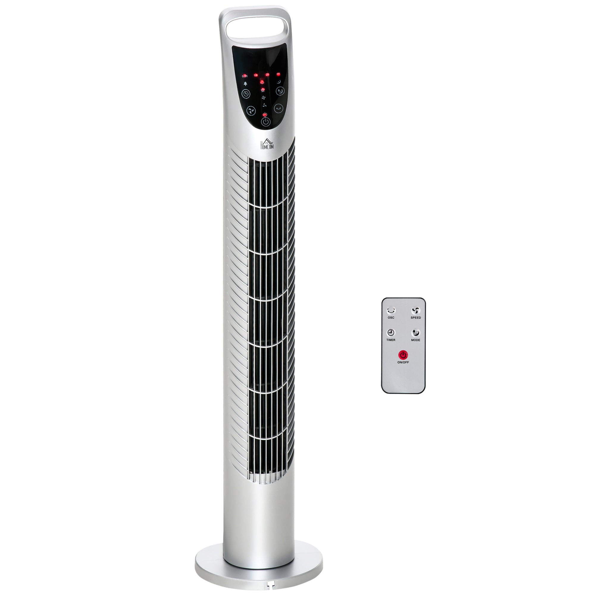 31 Inch Bladeless Oscillating Tower Fan with 70° Oscillation, Remote Control, 7.5H Timer, 3 Speed 3 Modes, Electric Floor Standing Cooling Fan for Home Bedroom Office, Silver