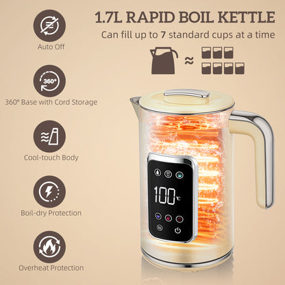 Touch Screen Kettle and Toaster Set - Cream