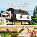 Outsunny Two-Burner Compact Gas Grill with 2 Folding Side Shelves - Black