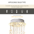 Modern Crystal Chandelier Ceiling Light Pendant Lamp Chrome Finish Glass Droplets New, for Living Room, Bedroom, Hallway, ?30 x 120cm