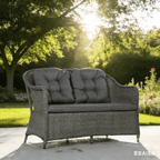 Outsunny Four-Piece Rattan Sofa Set, with Glass-Top Table - Light Grey