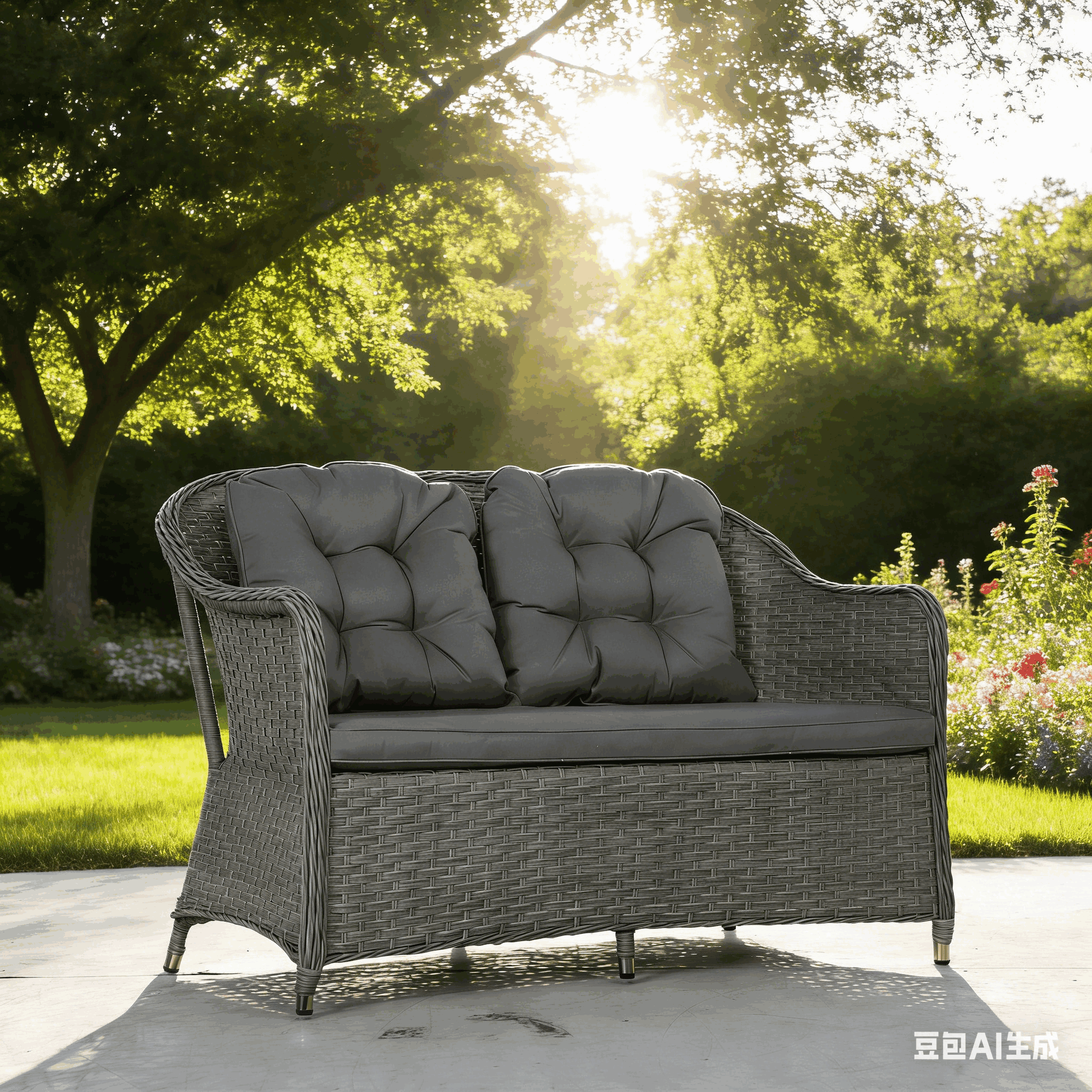 Outsunny Four-Piece Rattan Sofa Set, with Glass-Top Table - Light Grey