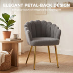 HOMCOM Lounge Chair Petal-Back Armchair Metal Metal Legs for Living Room Bedroom, Grey