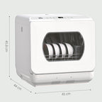 Table Top Dishwasher with Built-in 6L Water Tank, Mini Countertop Dishwasher with 6 Programs, 4 Place Settings, White